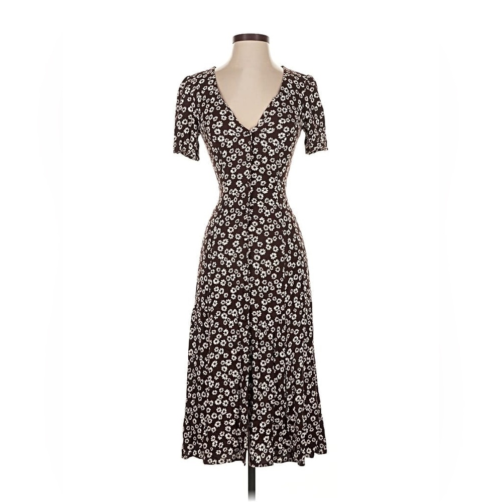 Reformation Dark Brown Floral Dress